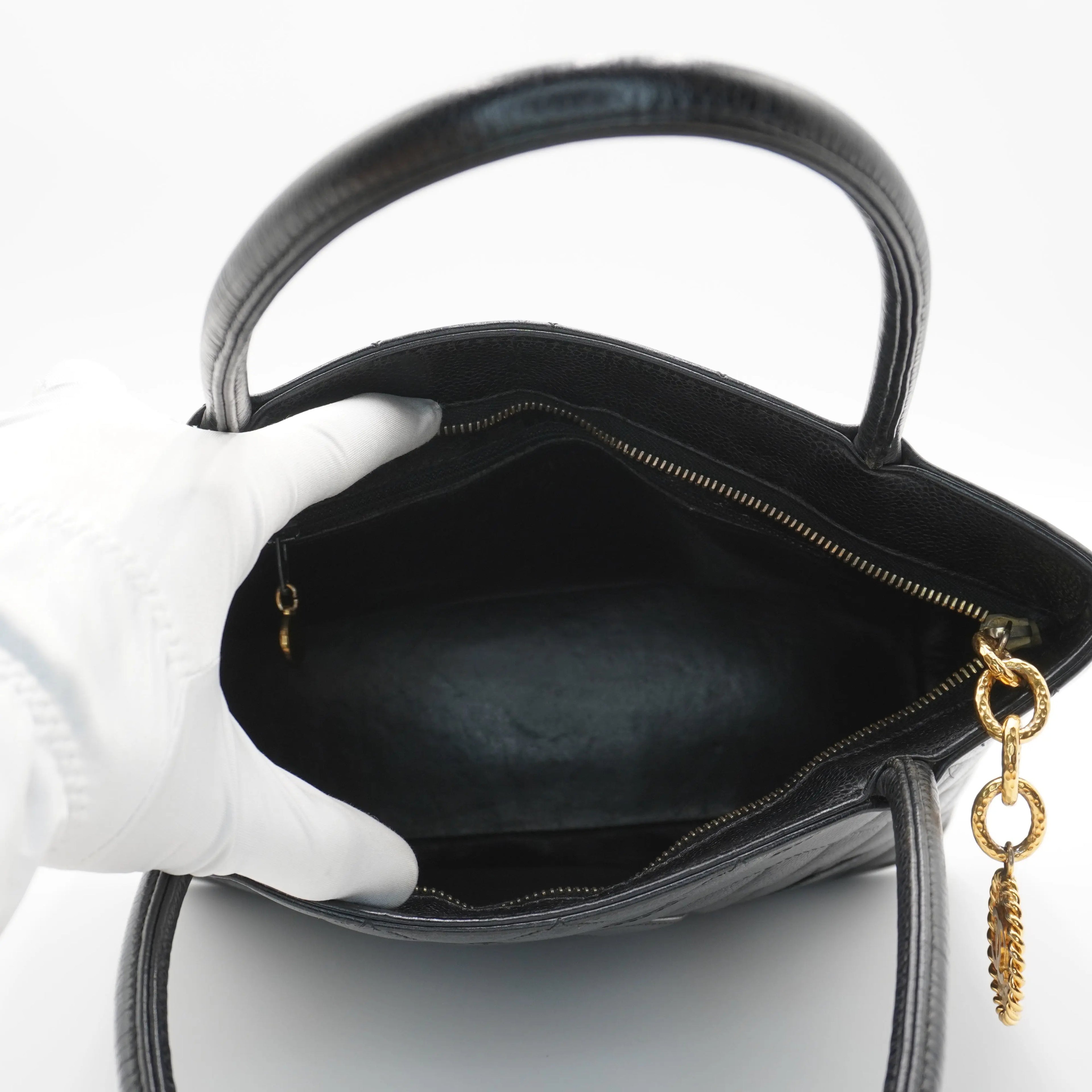 CHANEL Black Caviar Leather Medallion Tote - Reissued CHANEL