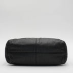 CHANEL Black Leather Hobo Bag with Coco Logo CHANEL