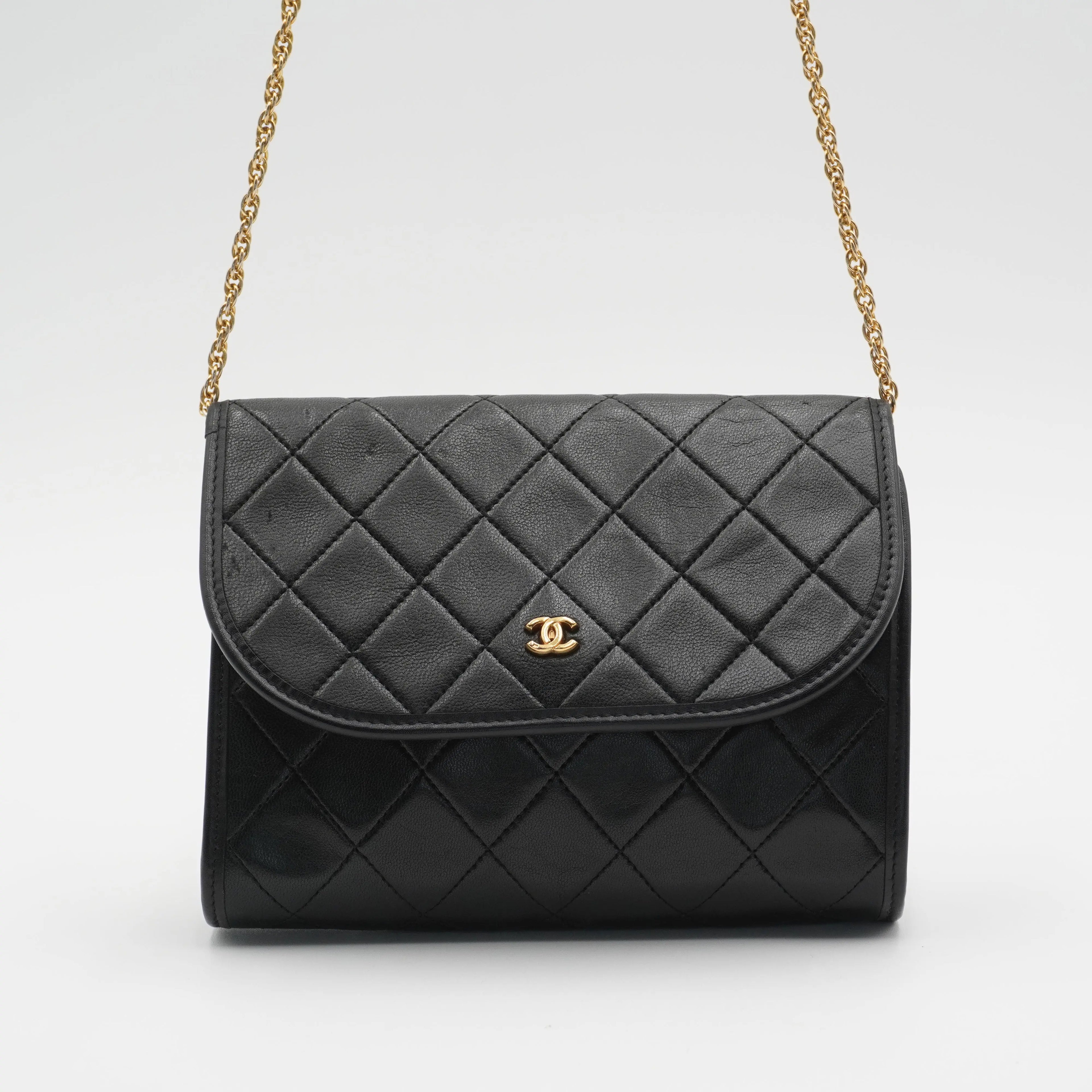CHANEL Black Vintage Matelasse Mini Flap Crossbody Bag CHANEL