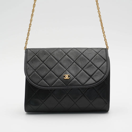 CHANEL Black Vintage Matelasse Mini Flap Crossbody Bag CHANEL