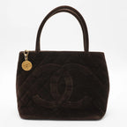 CHANEL Brown Velvet Medallion Tote Bag CHANEL