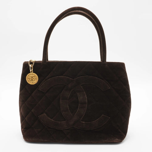CHANEL Brown Velvet Medallion Tote Bag CHANEL