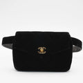 CHANEL Black Velvet Velour Waist Bag CHANEL
