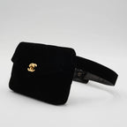 CHANEL Black Velvet Velour Waist Bag CHANEL