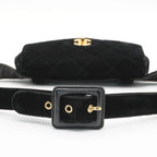 CHANEL Black Velvet Velour Waist Bag CHANEL