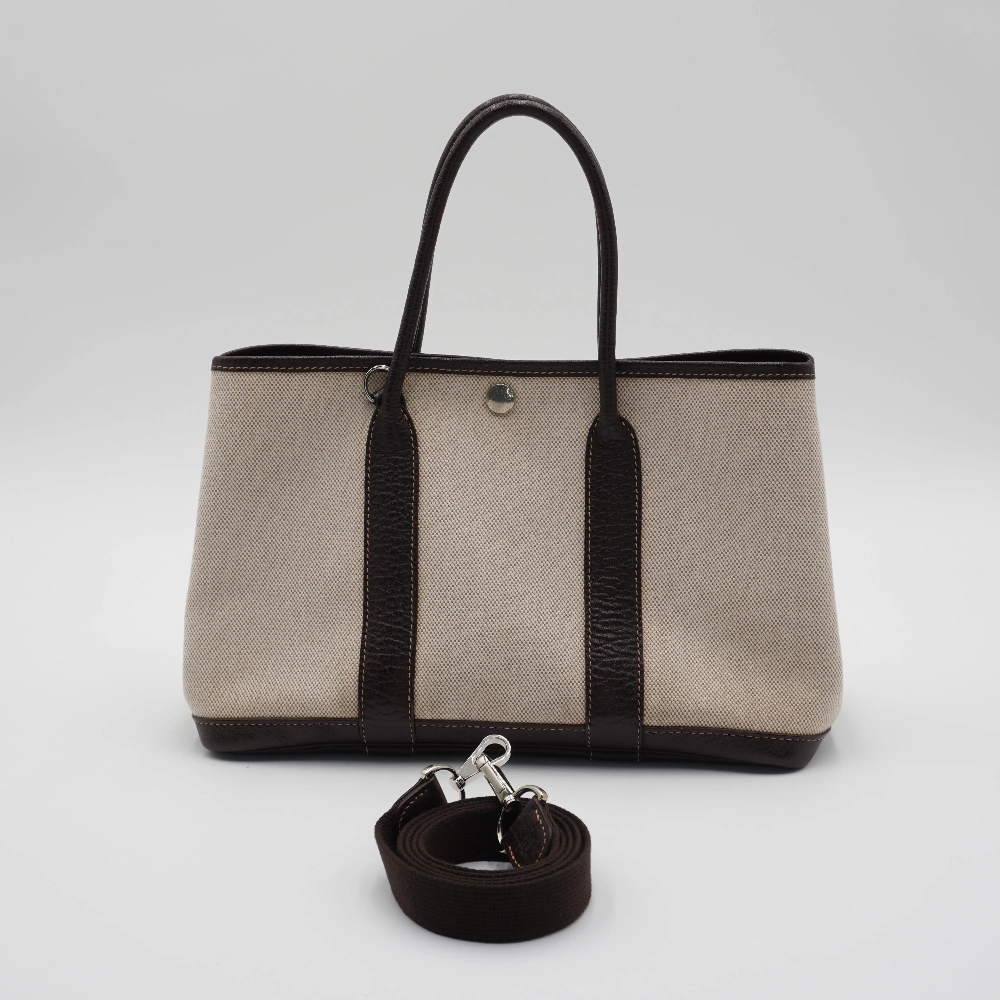 HERMES Garden Party TPM Marron Handbag with ST HERMES