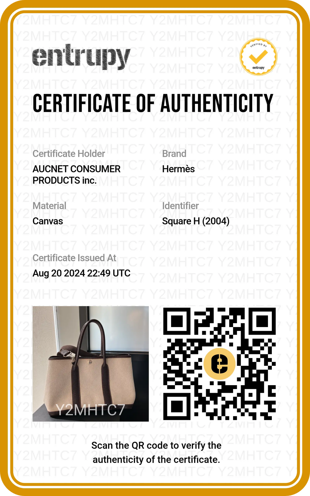 HERMES Garden Party TPM Marron Handbag with ST - BAGPHIC