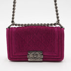 CHANEL Magenta Velvet Vintage Boy Bag CHANEL