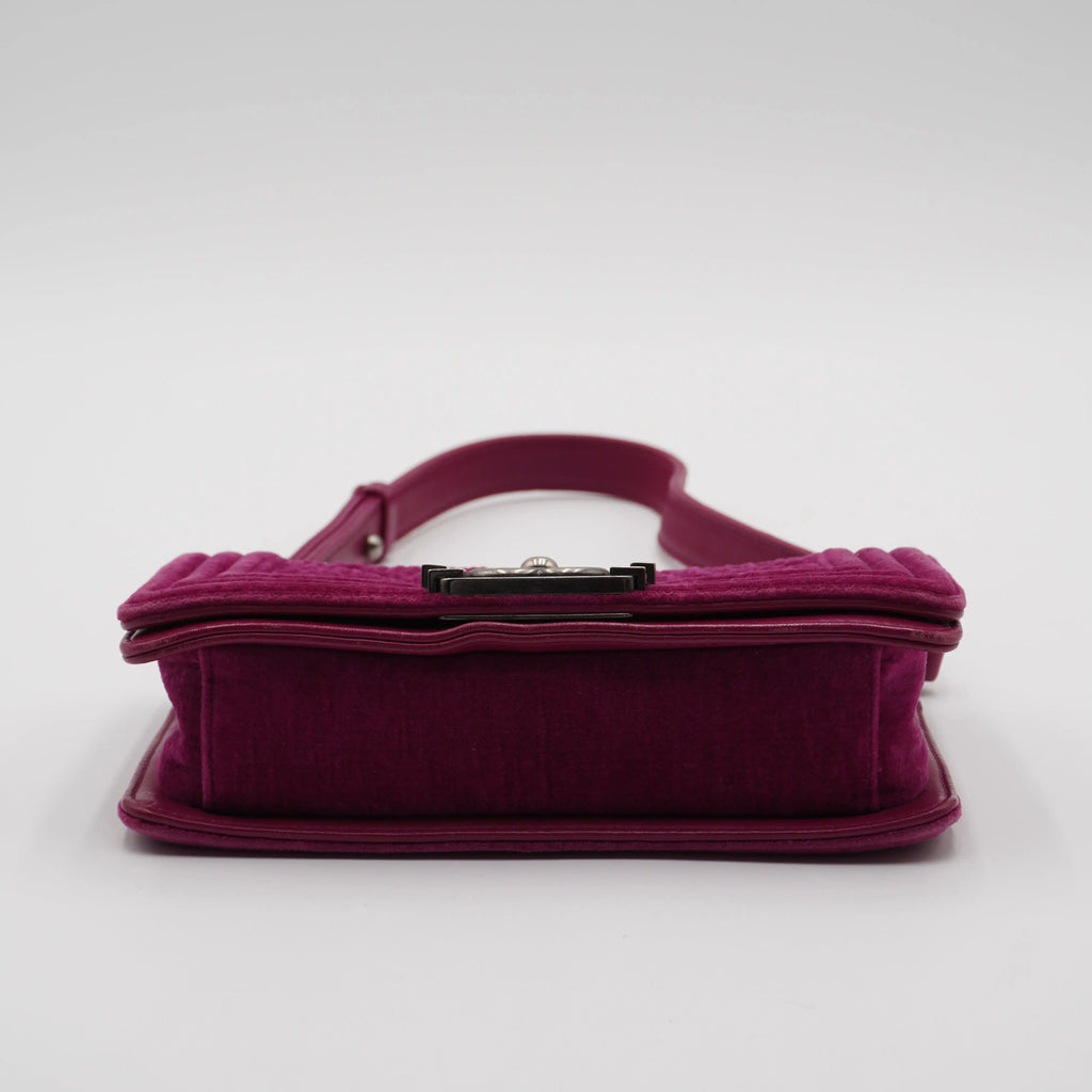 CHANEL Magenta Velvet Vintage Boy Bag CHANEL