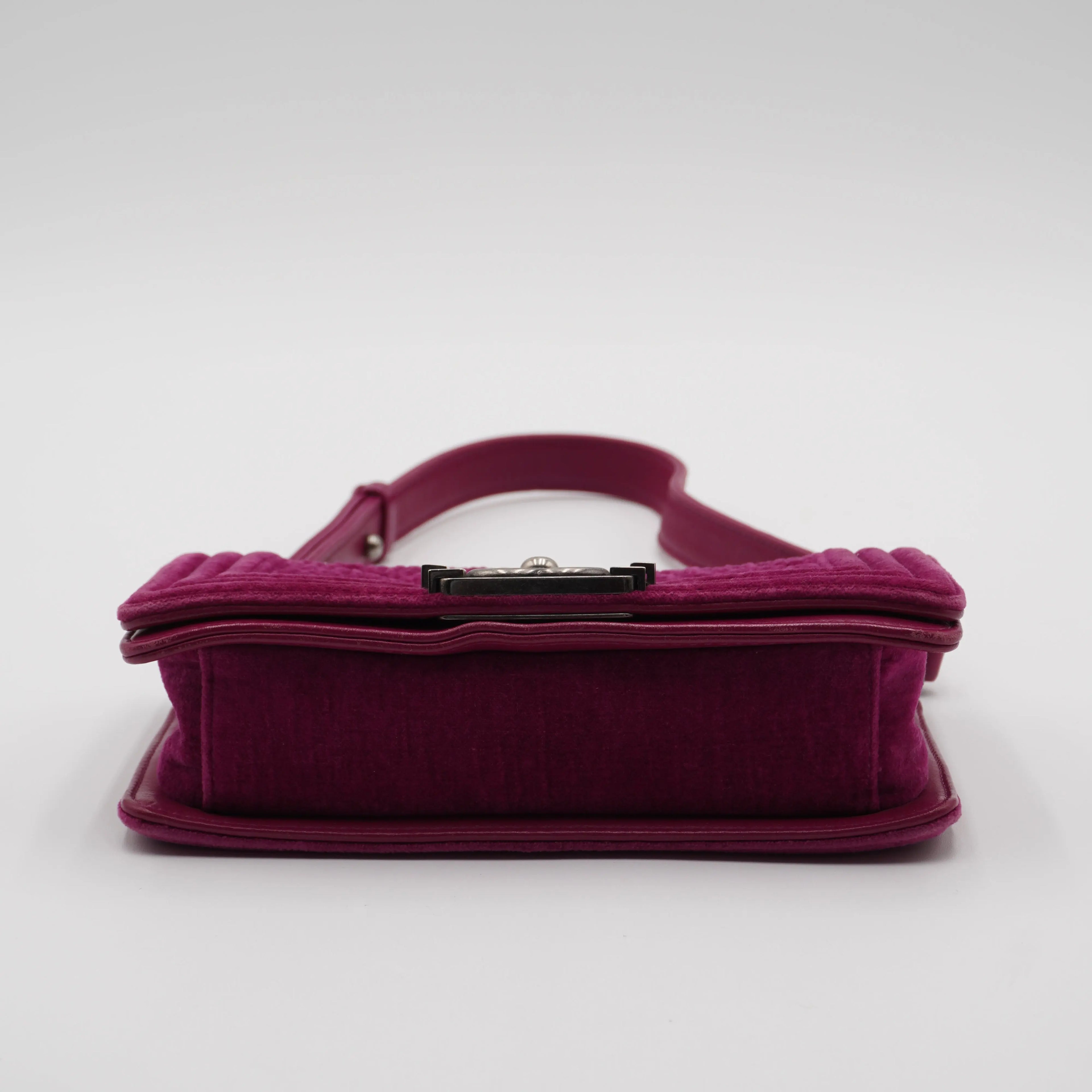 CHANEL Magenta Velvet Vintage Boy Bag CHANEL