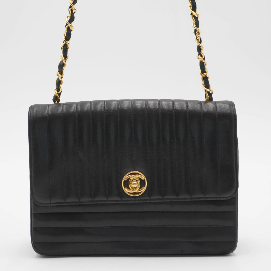 CHANEL Vintage Mademoiselle Vertical Quilted Shoulder Bag CHANEL