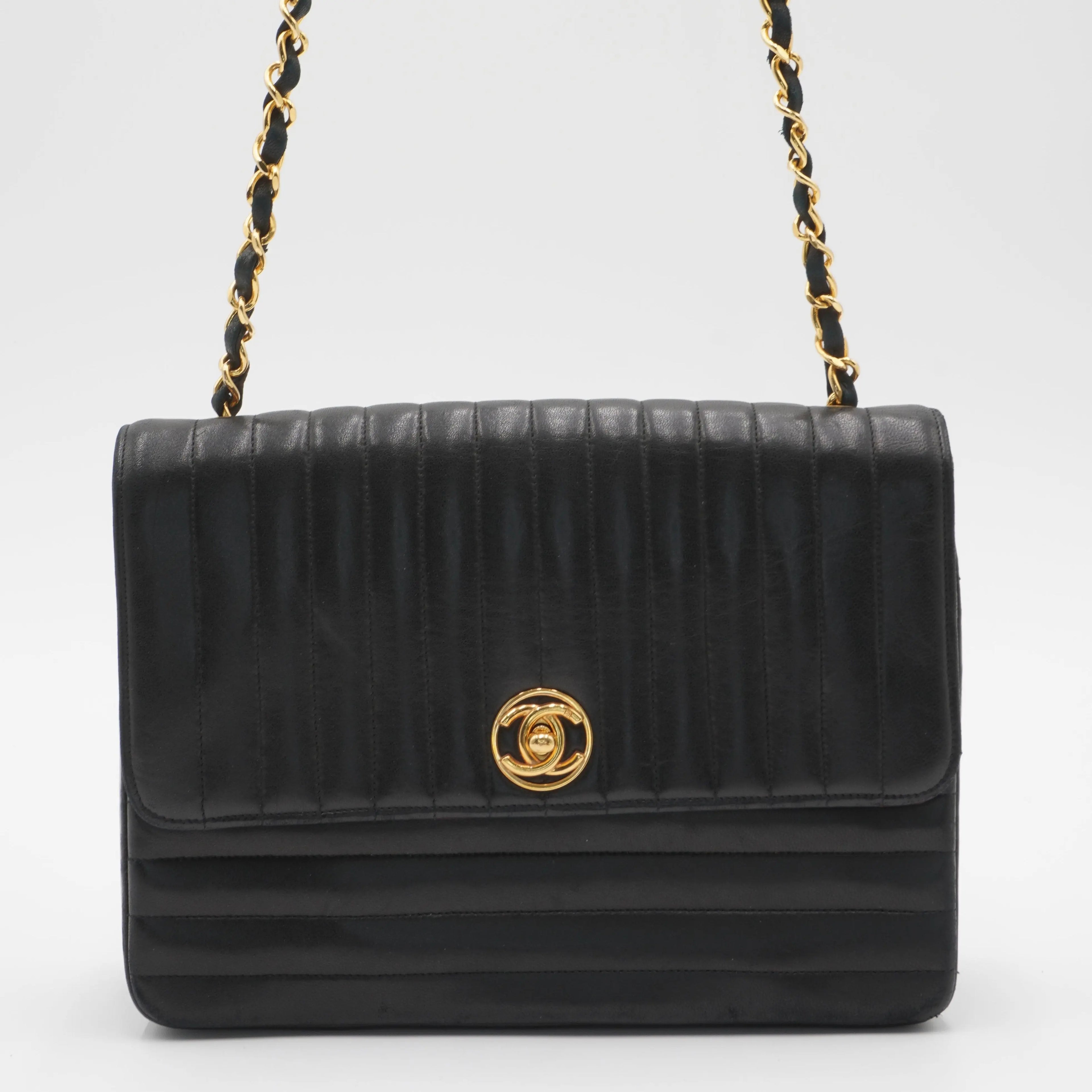 CHANEL Vintage Mademoiselle Vertical Quilted Shoulder Bag CHANEL