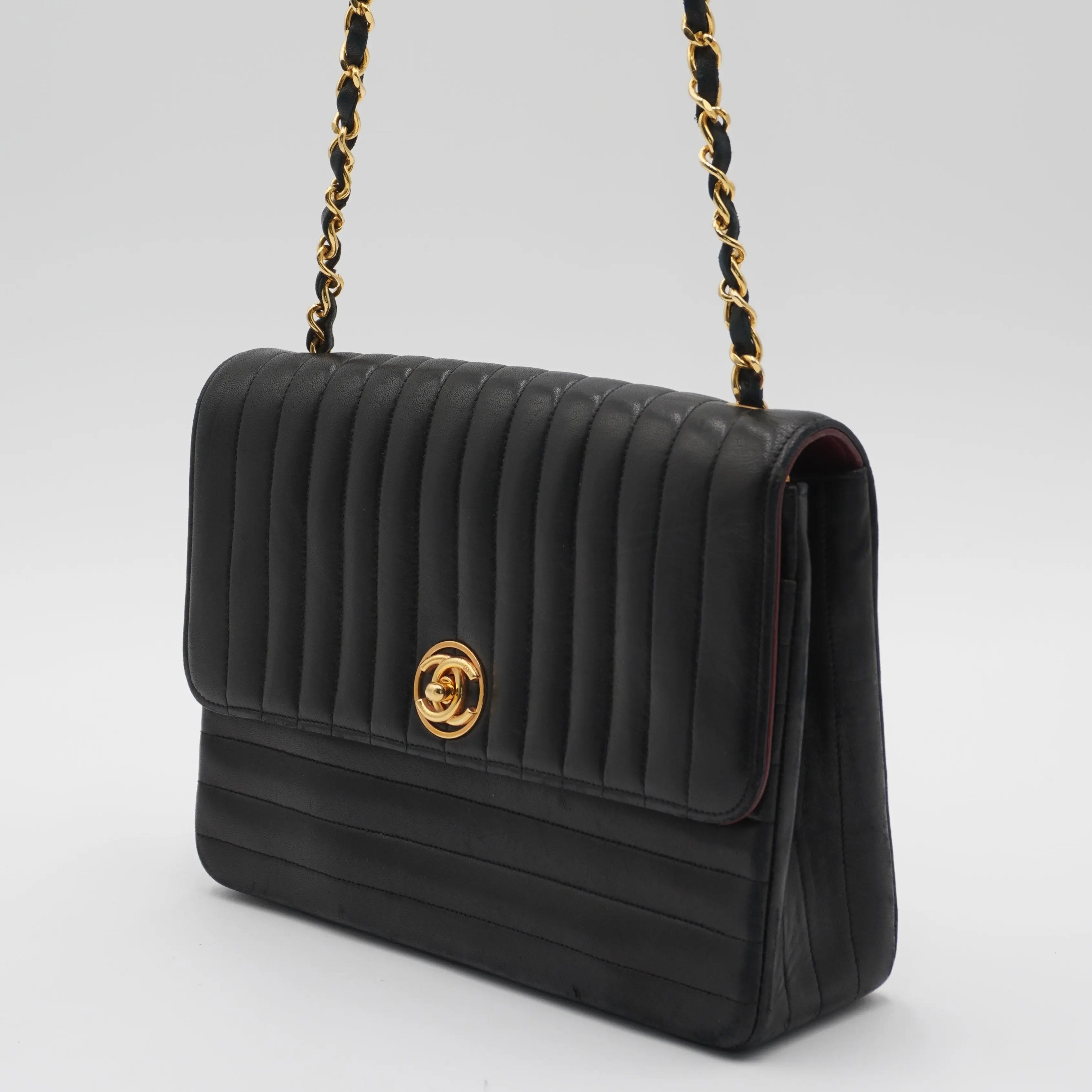 CHANEL Vintage Mademoiselle Vertical Quilted Shoulder Bag CHANEL