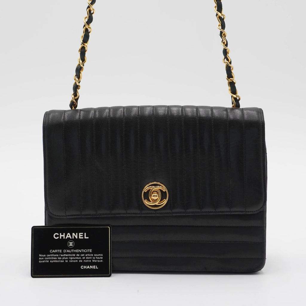 CHANEL Vintage Mademoiselle Vertical Quilted Shoulder Bag CHANEL