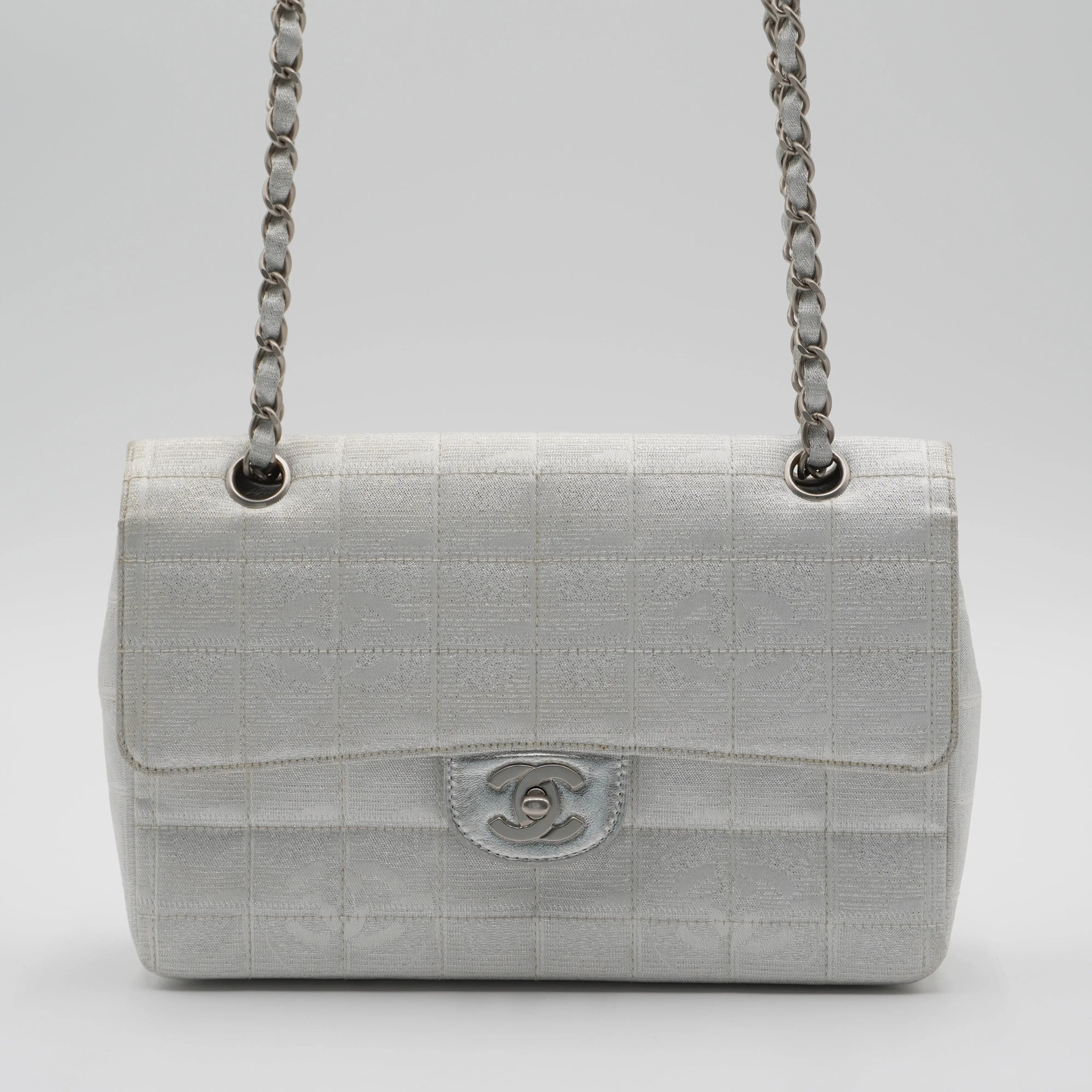 CHANEL Travel Line Silver Shoulder Bag CHANEL