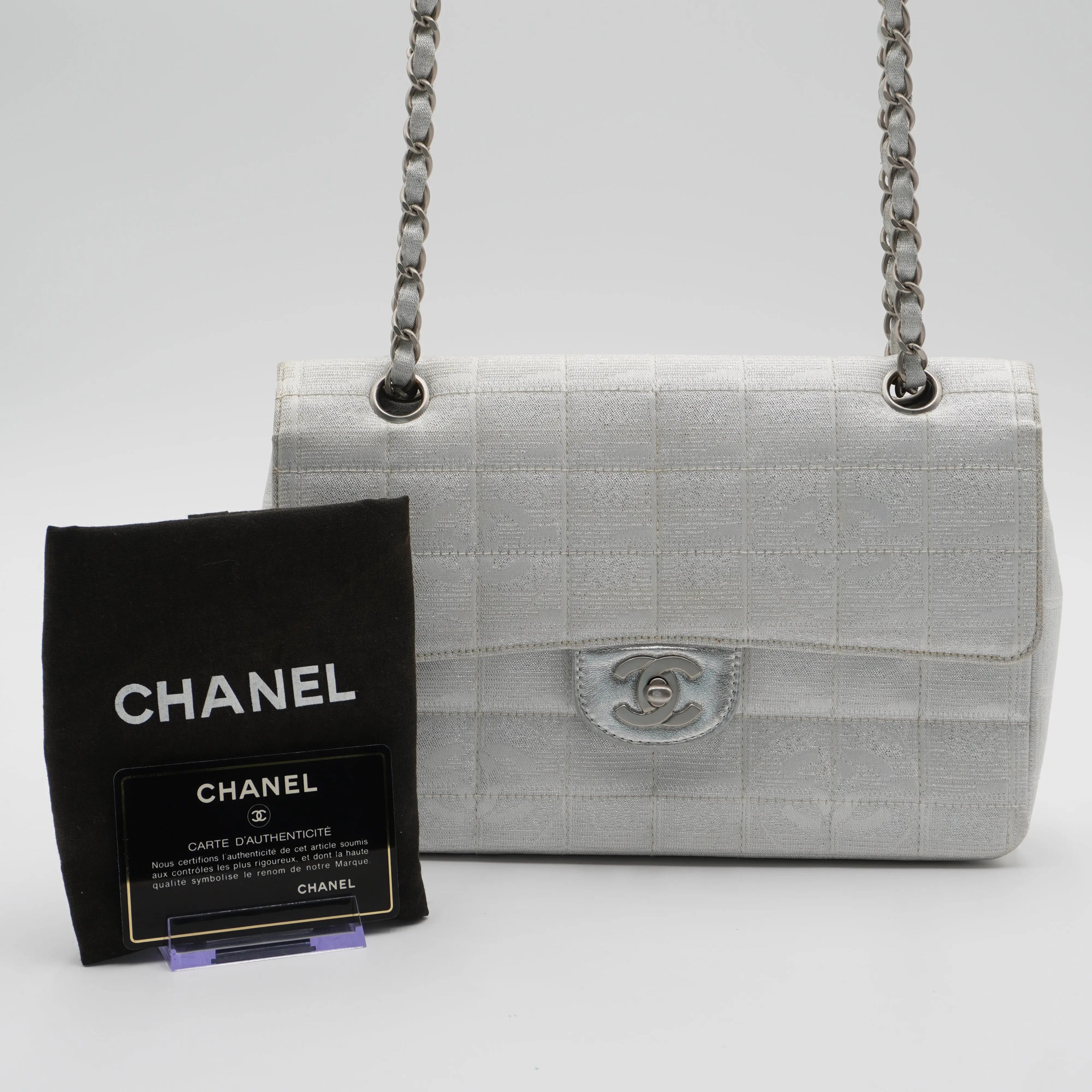 CHANEL Travel Line Silver Shoulder Bag CHANEL