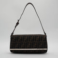 Fendi Canvas Zucca Metal Trim Shoulder Bag FENDI