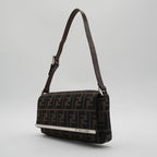 Fendi Canvas Zucca Metal Trim Shoulder Bag FENDI