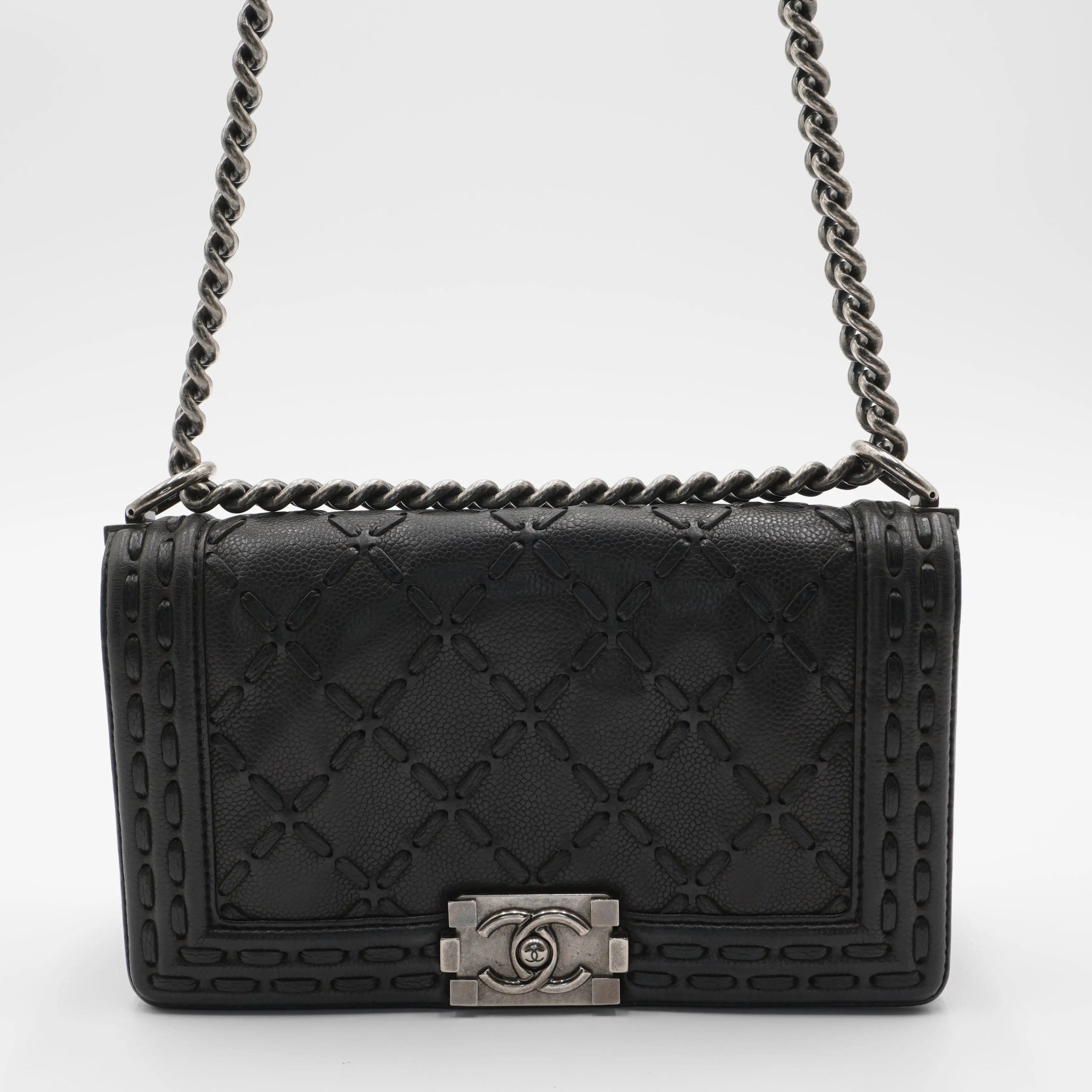 CHANEL Pairs-Dallas Stitched Caviar Leather Boy Bag CHANEL