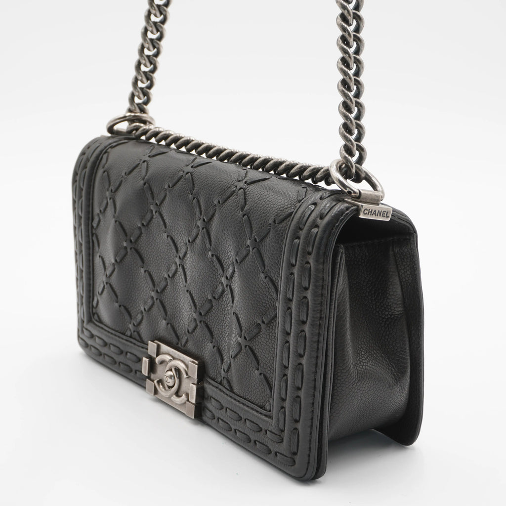 CHANEL Pairs-Dallas Stitched Caviar Leather Boy Bag CHANEL