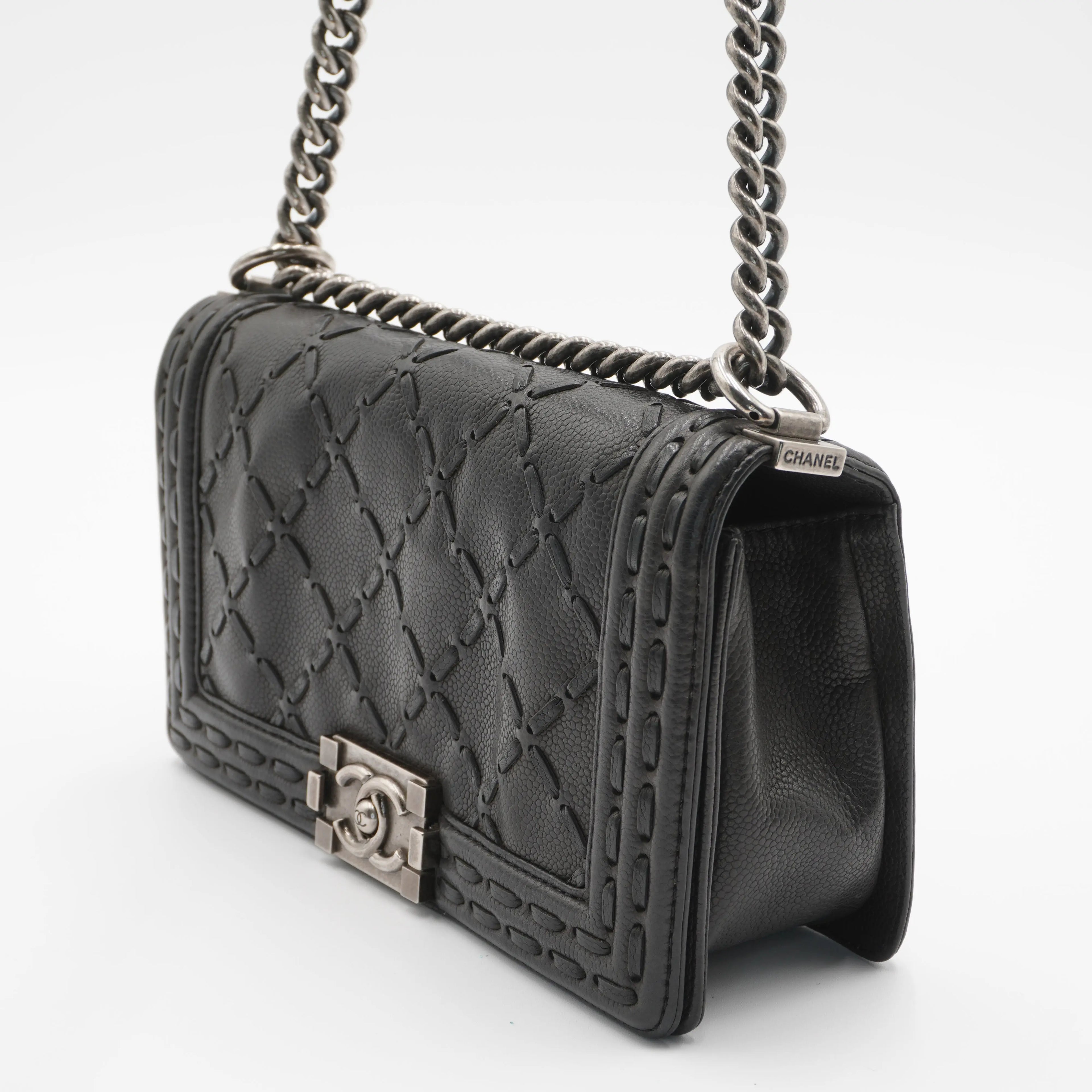 CHANEL Pairs-Dallas Stitched Caviar Leather Boy Bag CHANEL