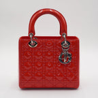 Dior Red Patent Cannage Calfskin 2-Way Medium Lady Dior DIOR