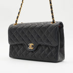 CHANEL Classic Black Quilted Leather Double Flap 26 Bag CHANEL