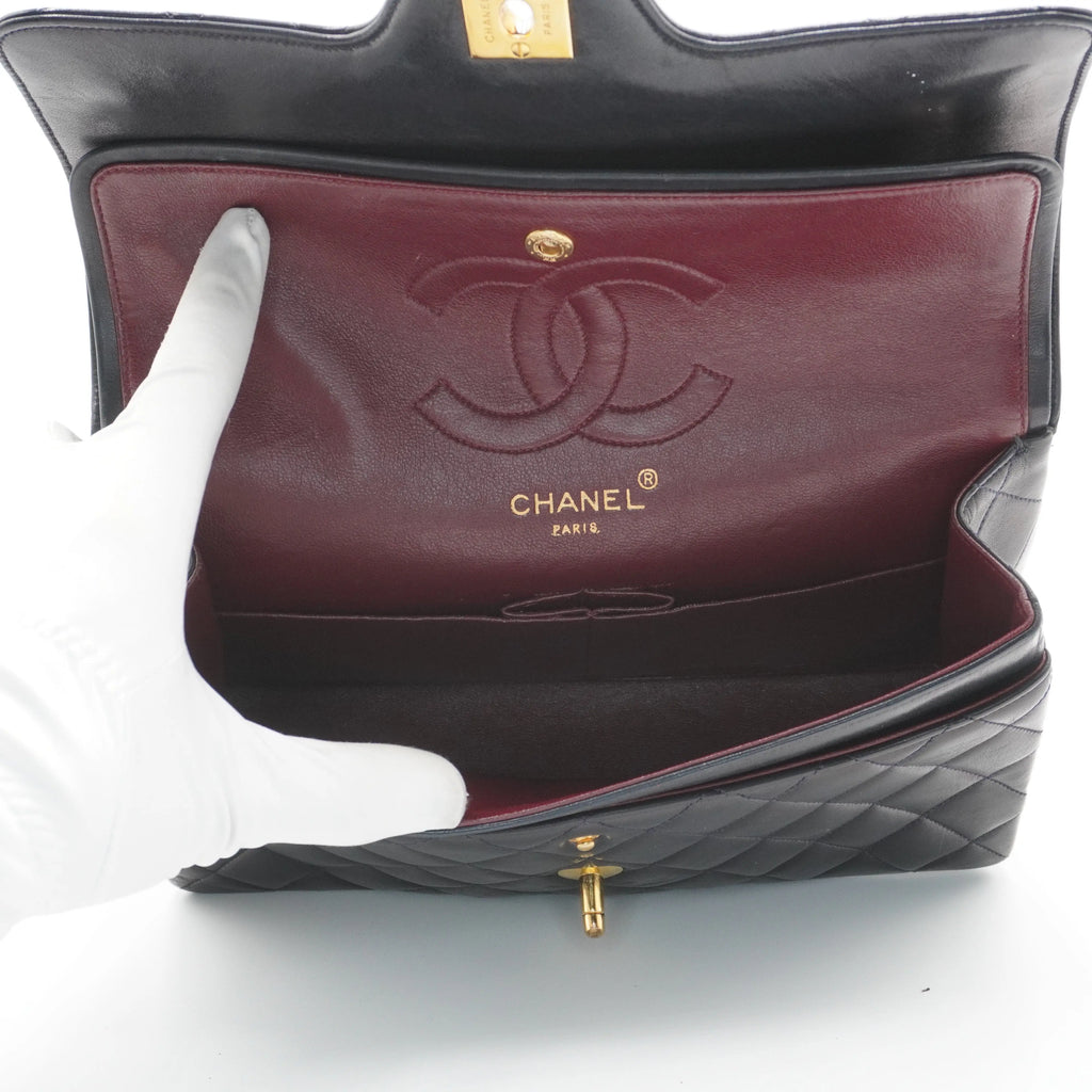 CHANEL Classic Black Quilted Leather Double Flap 26 Bag CHANEL