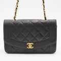 CHANEL Matelasse Black Diana Crossbody Flap Bag Lambskin Leather CHANEL