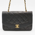 CHANEL Matelasse Black Diana Crossbody Flap Bag Lambskin Leather CHANEL