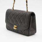 CHANEL Matelasse Black Diana Crossbody Flap Bag Lambskin Leather CHANEL