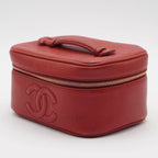 CHANEL Scarlet Caviar Leather Cosmetic Case CHANEL