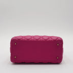Dior Hot Pink Cannage Lamb Lady Dior 2-Way Handbag DIOR