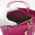 Dior Hot Pink Cannage Lamb Lady Dior 2-Way Handbag DIOR