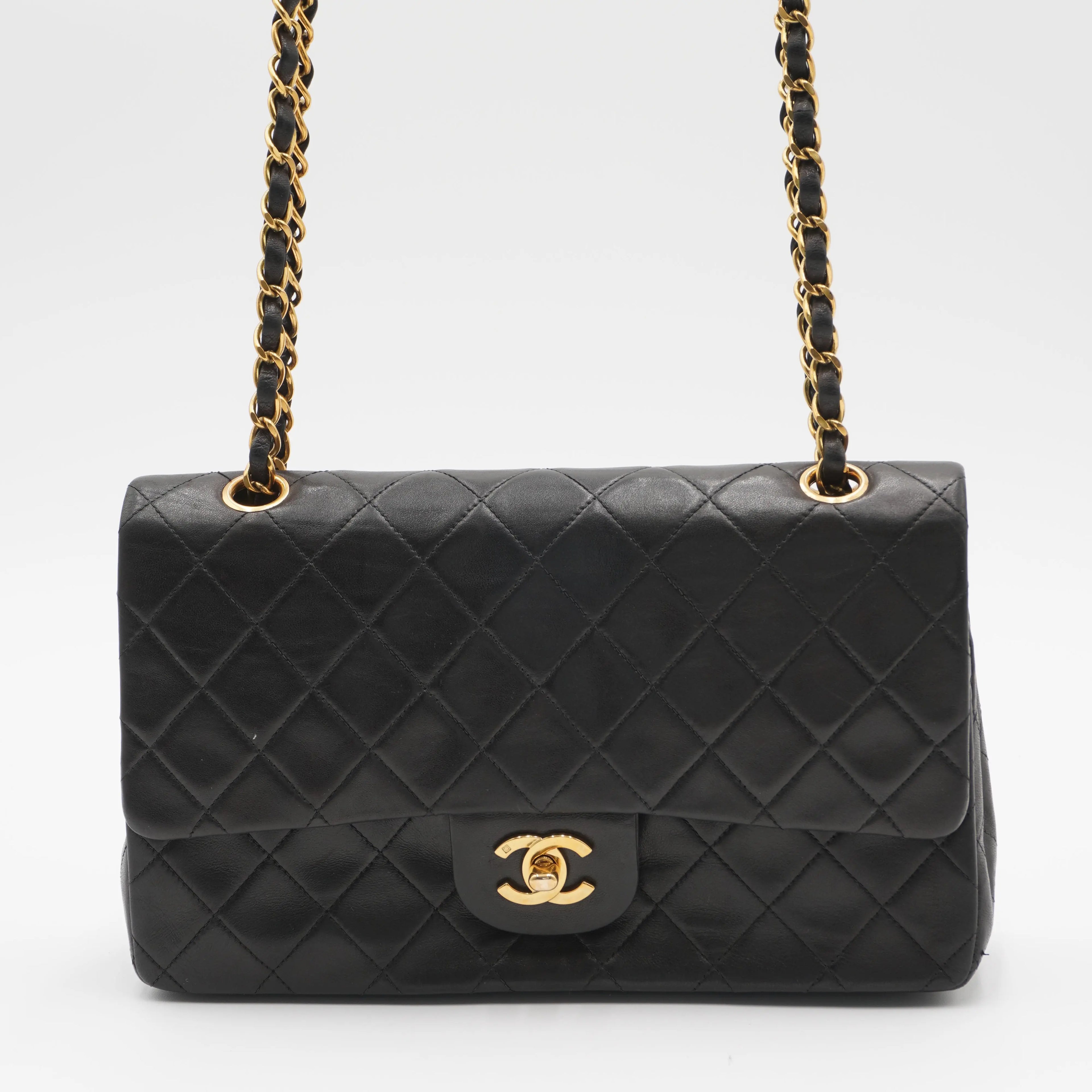 CHANEL Vintage Classic Black Lambskin Flap Gold Coco Hardware CHANEL