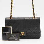 CHANEL Vintage Classic Black Lambskin Flap Gold Coco Hardware CHANEL