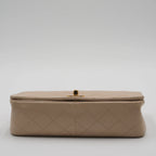 CHANEL Vintage Classic Quilted Beige Leather Full Flap Bag CHANEL