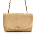 Pre-owned CHANEL Classic Diana 25 Beige Linen Crossbody Flap Bag