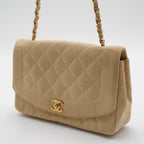 CHANEL Classic Diana 25 Beige Linen Crossbody Flap Bag CHANEL