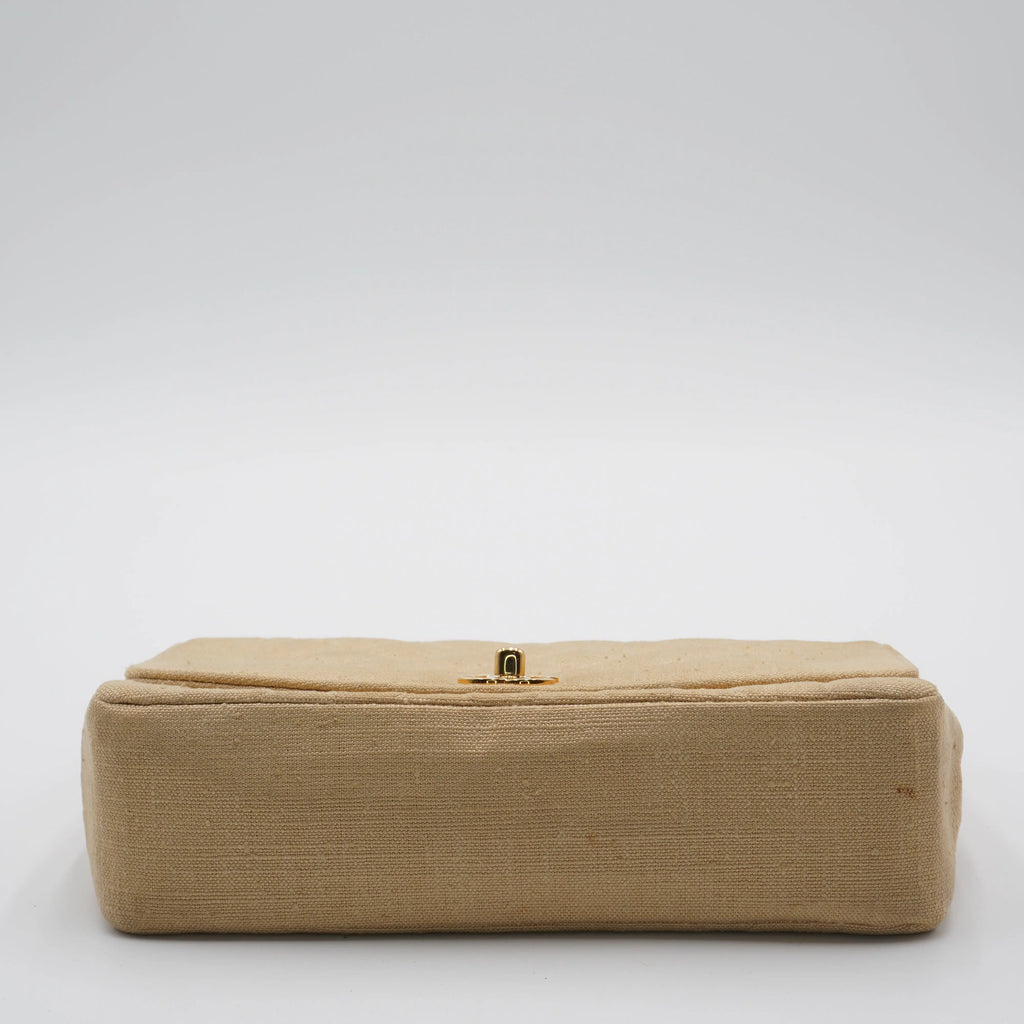 CHANEL Classic Diana 25 Beige Linen Crossbody Flap Bag CHANEL