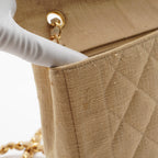 CHANEL Classic Diana 25 Beige Linen Crossbody Flap Bag CHANEL