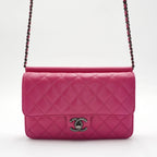 CHANEL Pink Quilted Lambskin Crossing Times Flap Bag CHANEL