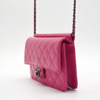CHANEL Pink Quilted Lambskin Crossing Times Flap Bag CHANEL