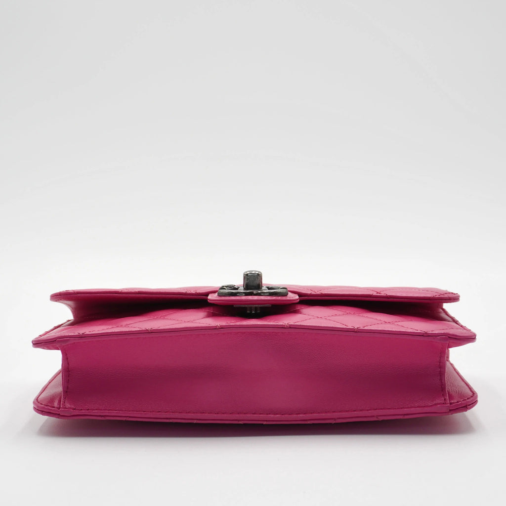 CHANEL Pink Quilted Lambskin Crossing Times Flap Bag CHANEL