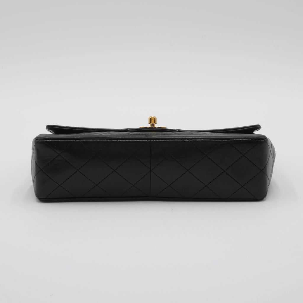 CHANEL Black Classic Single Flap Quilted Lambskin Shoulder Bag CHANEL