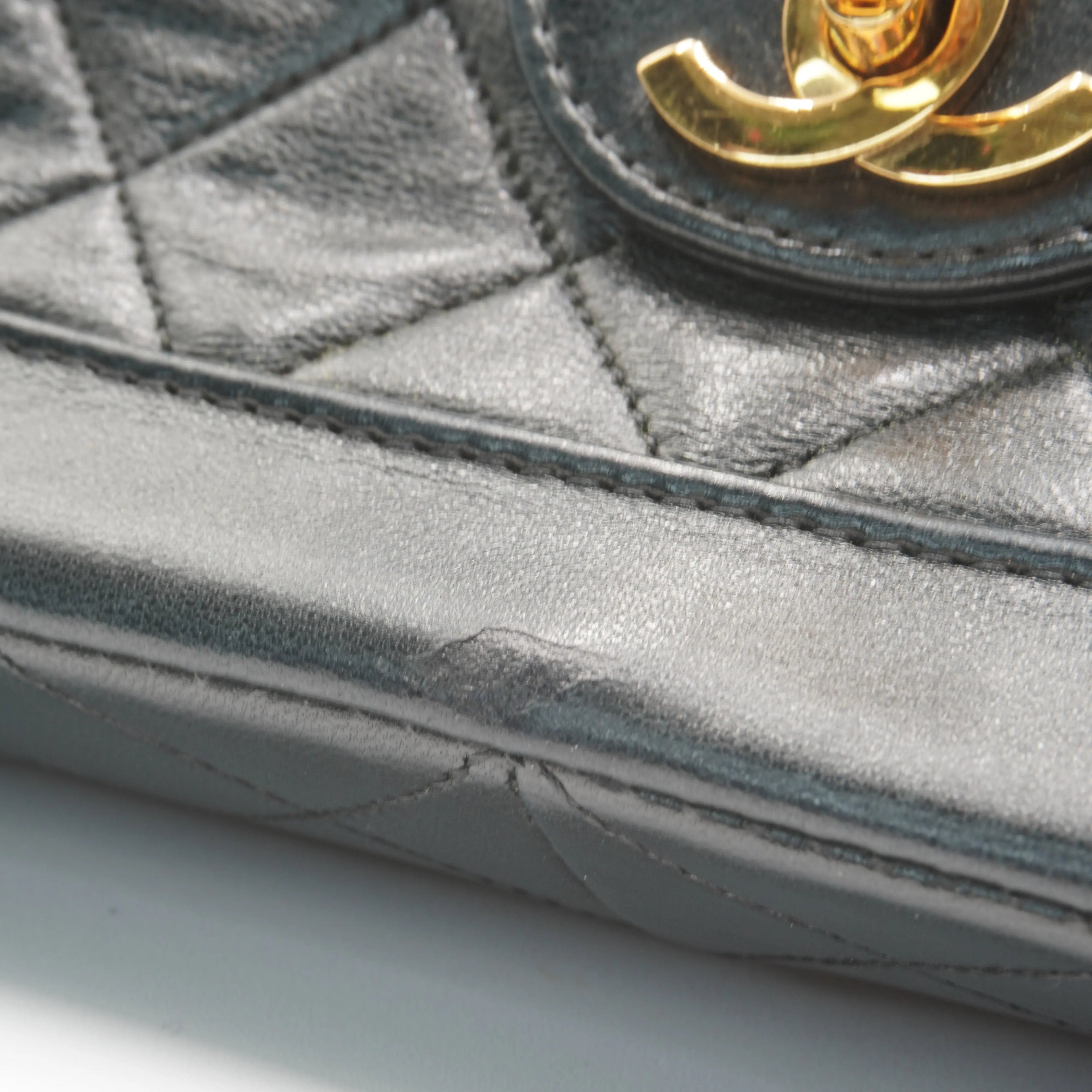 CHANEL Black Classic Single Flap Quilted Lambskin Shoulder Bag CHANEL