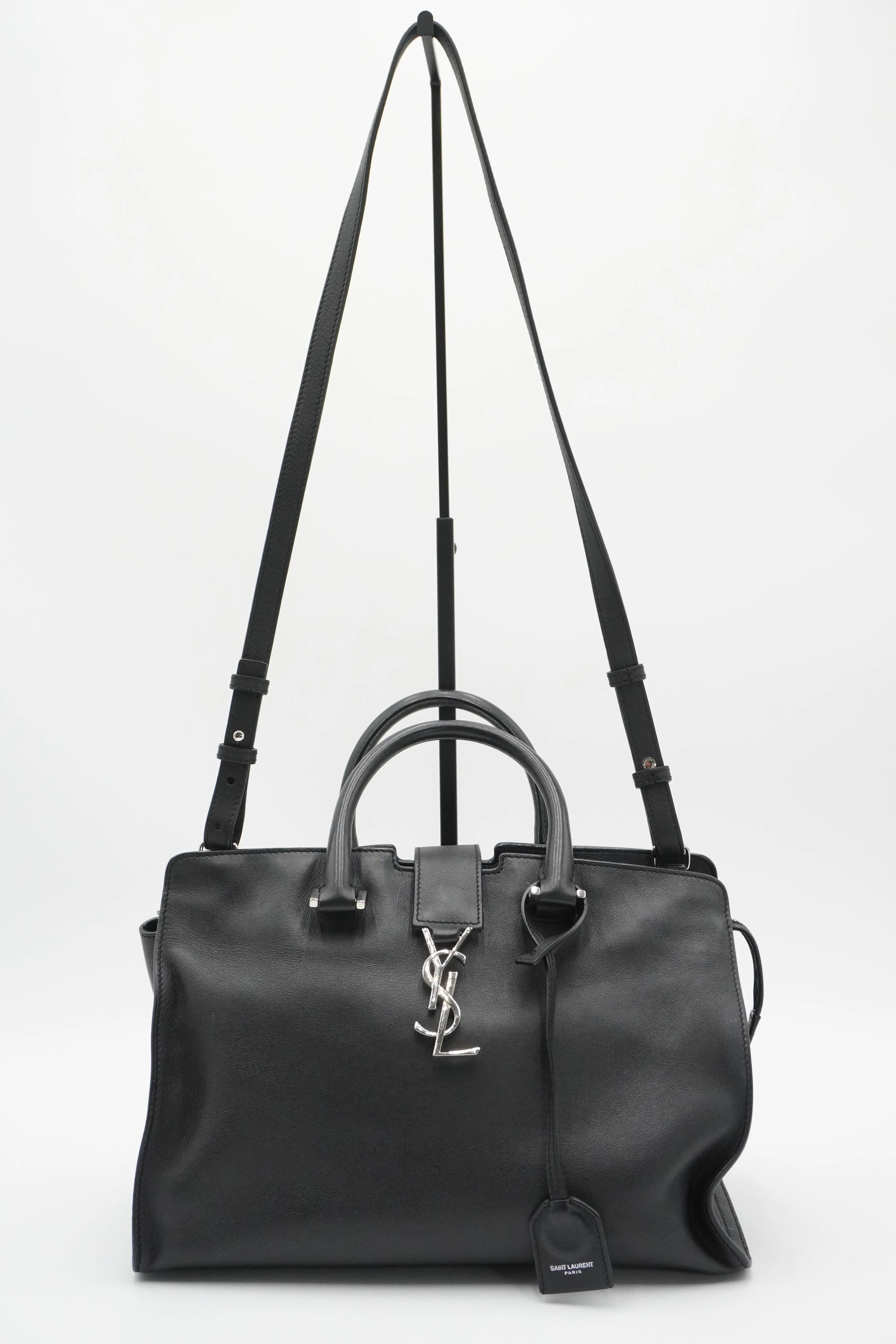 SAINT LAURENT Leather Monogram Downtown Cabas Sacthel Bag - BAGPHIC