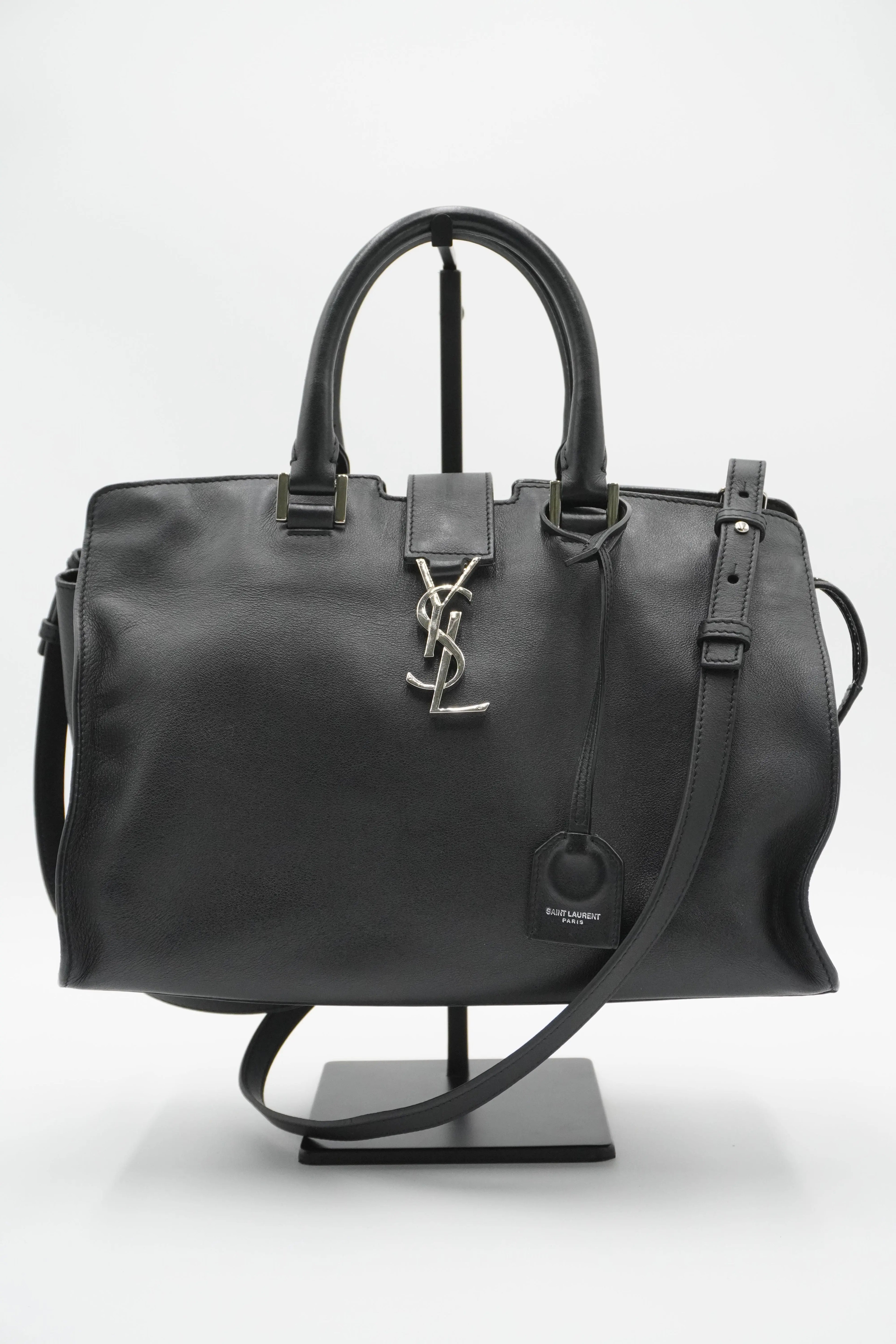 SAINT LAURENT Leather Monogram Downtown Cabas Sacthel Bag - BAGPHIC