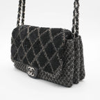 CHANEL Sequin Tweed Icons Chain Accordion Flap Bag CHANEL