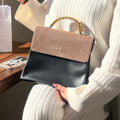 Pre-Owned Loewe Velázquez Twist Handbag – Black & Brown Suede Bi-Color Leather